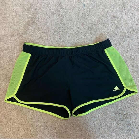 ADIDAS black fluorescent neon yellow running shorts Sz XL - Picture 10 of 10